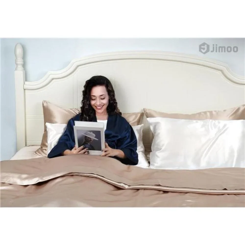 100% Mulberry Silk Pillowcase 19 Momme Hair Skin Friendly 2 Pc Queen Ivory White - Picture 3 of 6